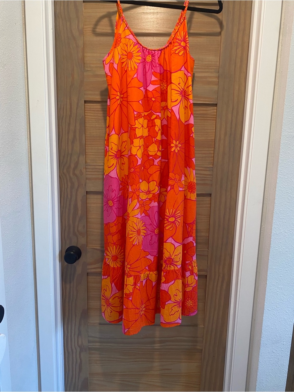 Vibrant Orange & Pink Floral Slip Maxi Dress